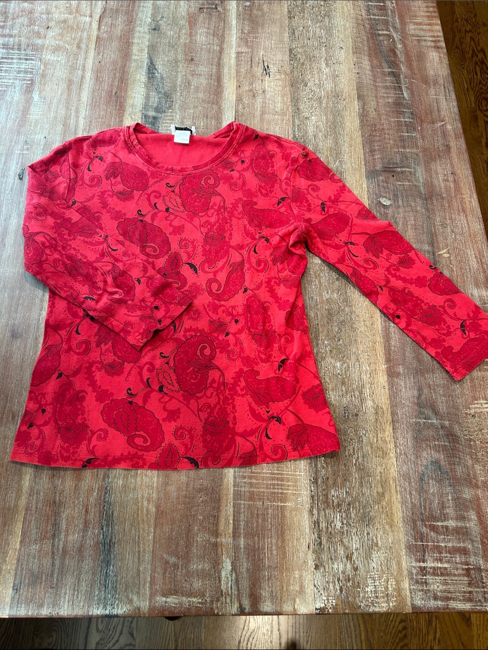 VTG Cotton Red Paisley Long Sleeve Tee by OYB (On Your Back)
